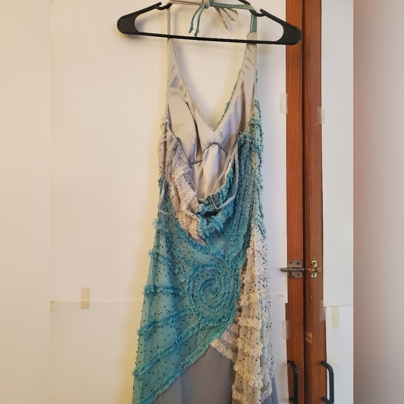 Vintage Beaded Long Blue Purple Mermaid Dress - Picture 7 of 9